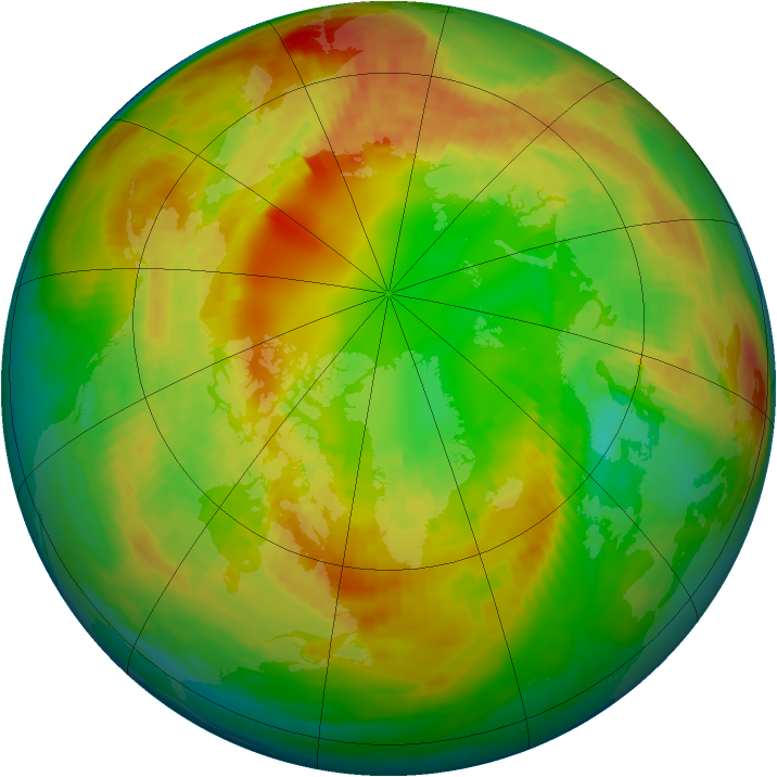 Arctic ozone map for 24 February 1992